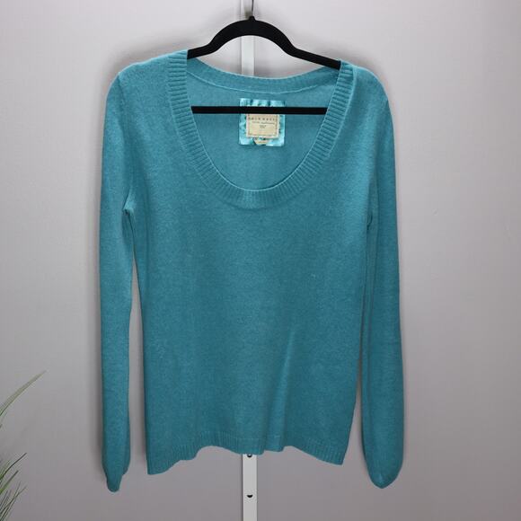 Old Navy 100% Cashmere Sweater Medium Aqua Blue Scoop Neck - Picture 1 of 4